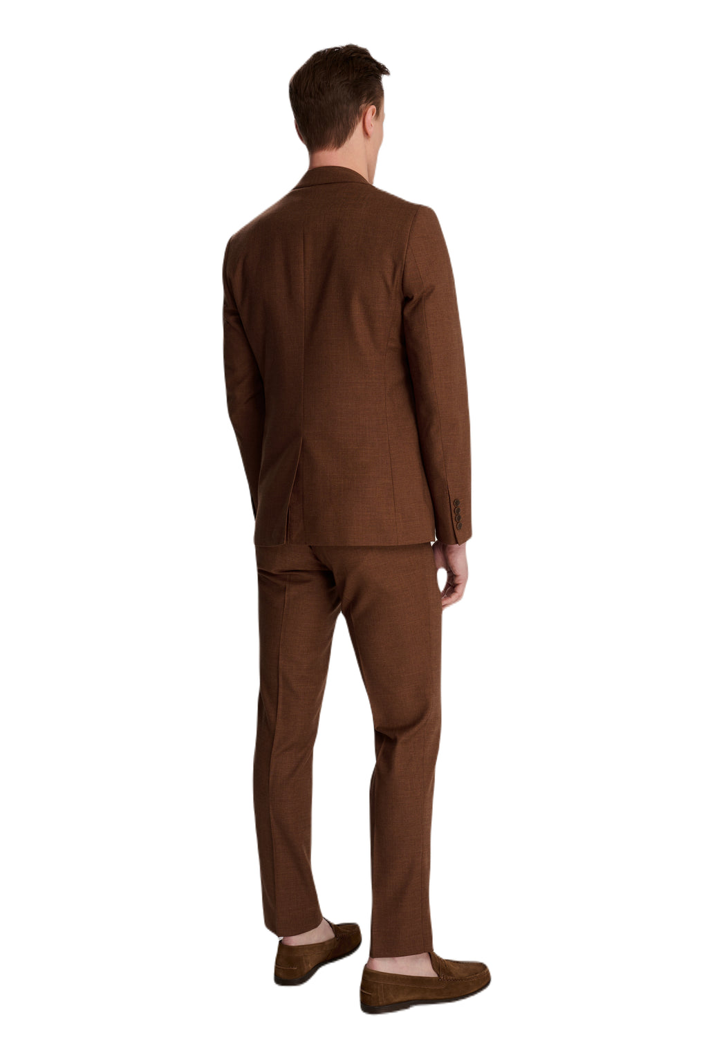 Sandro Slim Fit Linen Look Suit Jacket in Rust RRP £129