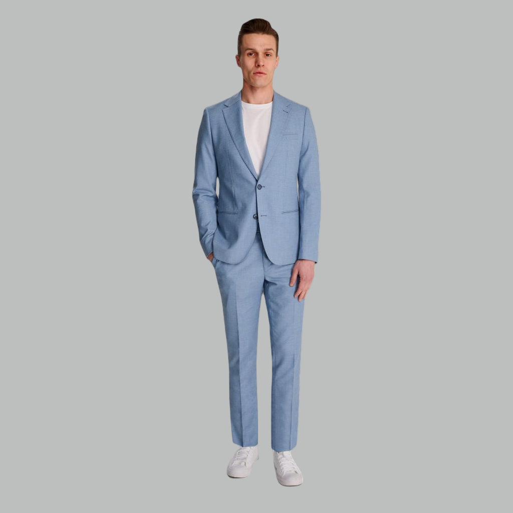 Sandro Slim Fit Linen Look Suit Jacket in Light Blue RRP £129