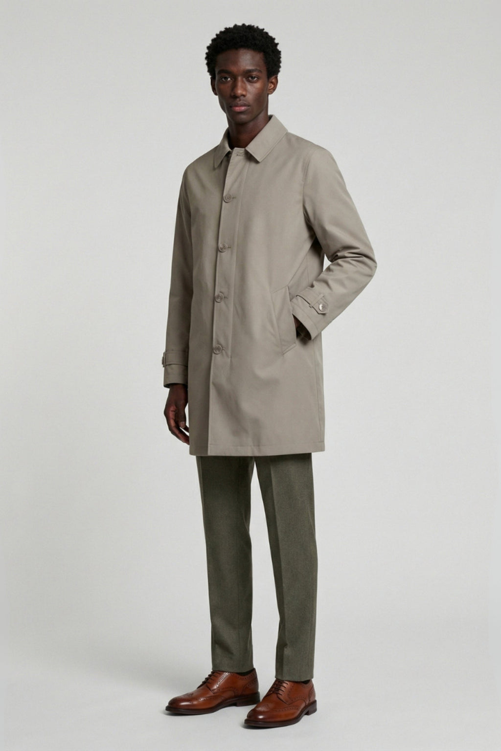 James  Harry Brown Basic Raincoat in Stone RRP £149