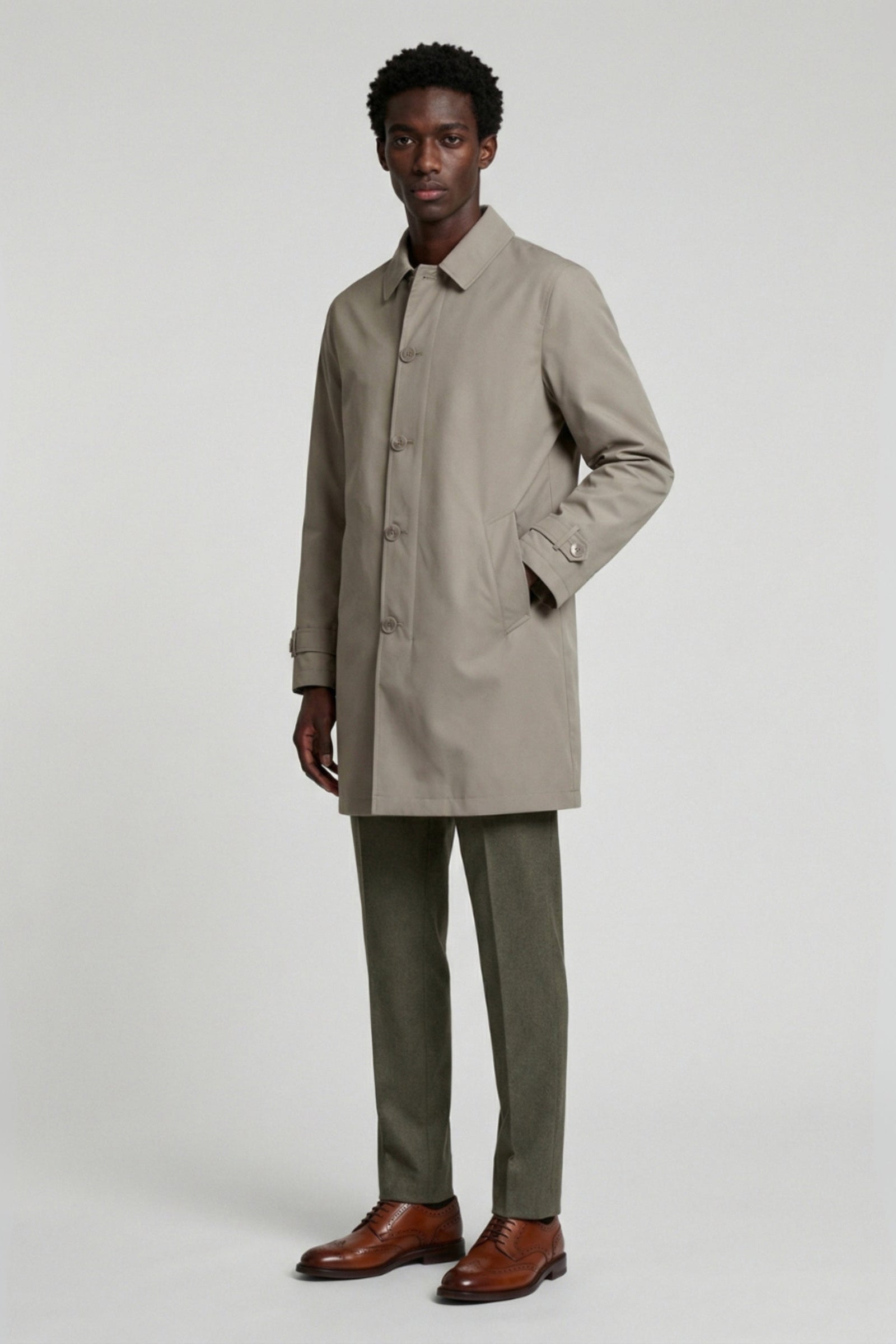 James  Harry Brown Basic Raincoat in Stone RRP £149