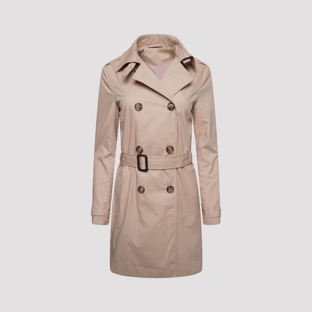 Elle Tina Double Breasted Trench Coat in Stone RRP £189