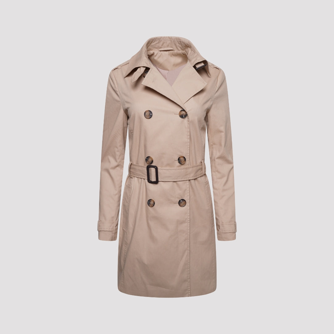 Elle Tina Double Breasted Trench Coat in Stone RRP £189