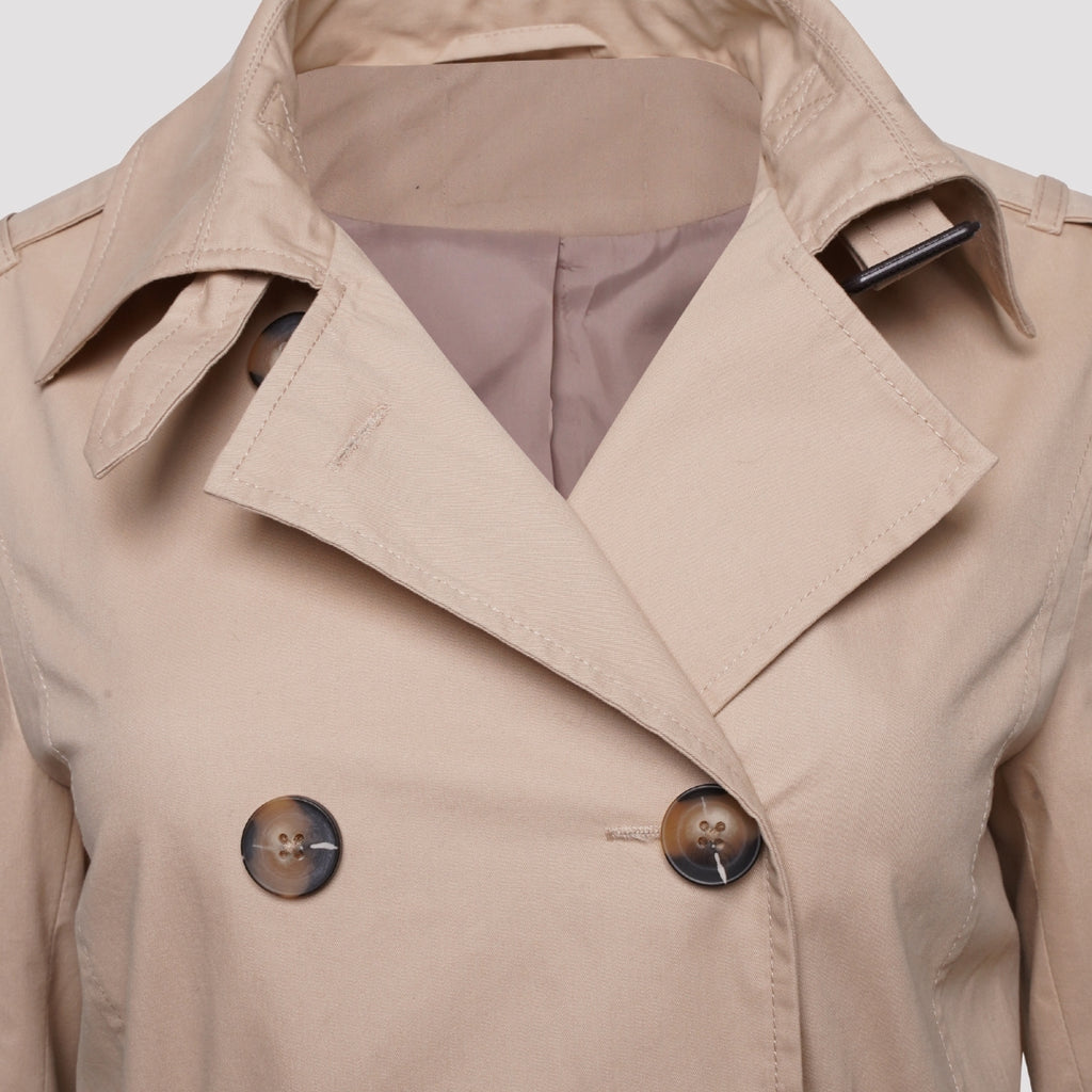 Elle Tina Double Breasted Trench Coat in Stone RRP £189