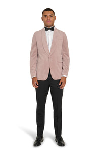 Leo Velvet Tuxedo Dinner Jacket with Shawl Lapel Detail in Blush RRP £159