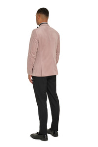 Leo Velvet Tuxedo Dinner Jacket with Shawl Lapel Detail in Blush RRP £159