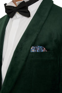 Leo Velvet Tuxedo Dinner Jacket with Shawl Lapel Detail in Emerald Green RRP £159