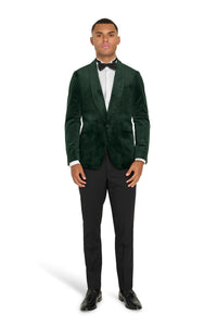 Leo Velvet Tuxedo Dinner Jacket with Shawl Lapel Detail in Emerald Green RRP £159