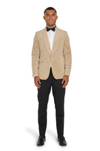 Load image into Gallery viewer, Leo Velvet Tuxedo Dinner Jacket with Shawl Lapel Detail in Taupe RRP £159
