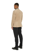 Load image into Gallery viewer, Leo Velvet Tuxedo Dinner Jacket with Shawl Lapel Detail in Taupe RRP £159
