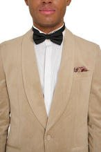 Load image into Gallery viewer, Leo Velvet Tuxedo Dinner Jacket with Shawl Lapel Detail in Taupe RRP £159
