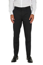 Load image into Gallery viewer, Leo Tuxedo Dinner Trousers with Satin Stripe Detail in Black RRP £89
