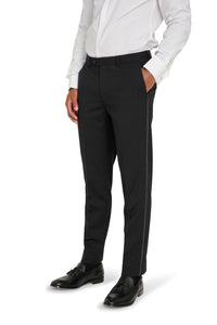 Leo Tuxedo Dinner Trousers with Satin Stripe Detail in Black RRP £89