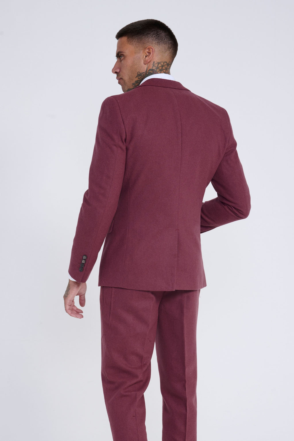 Eton Wool Tweed Three Piece Slim Fit Suit in Winter Berry RRP 299