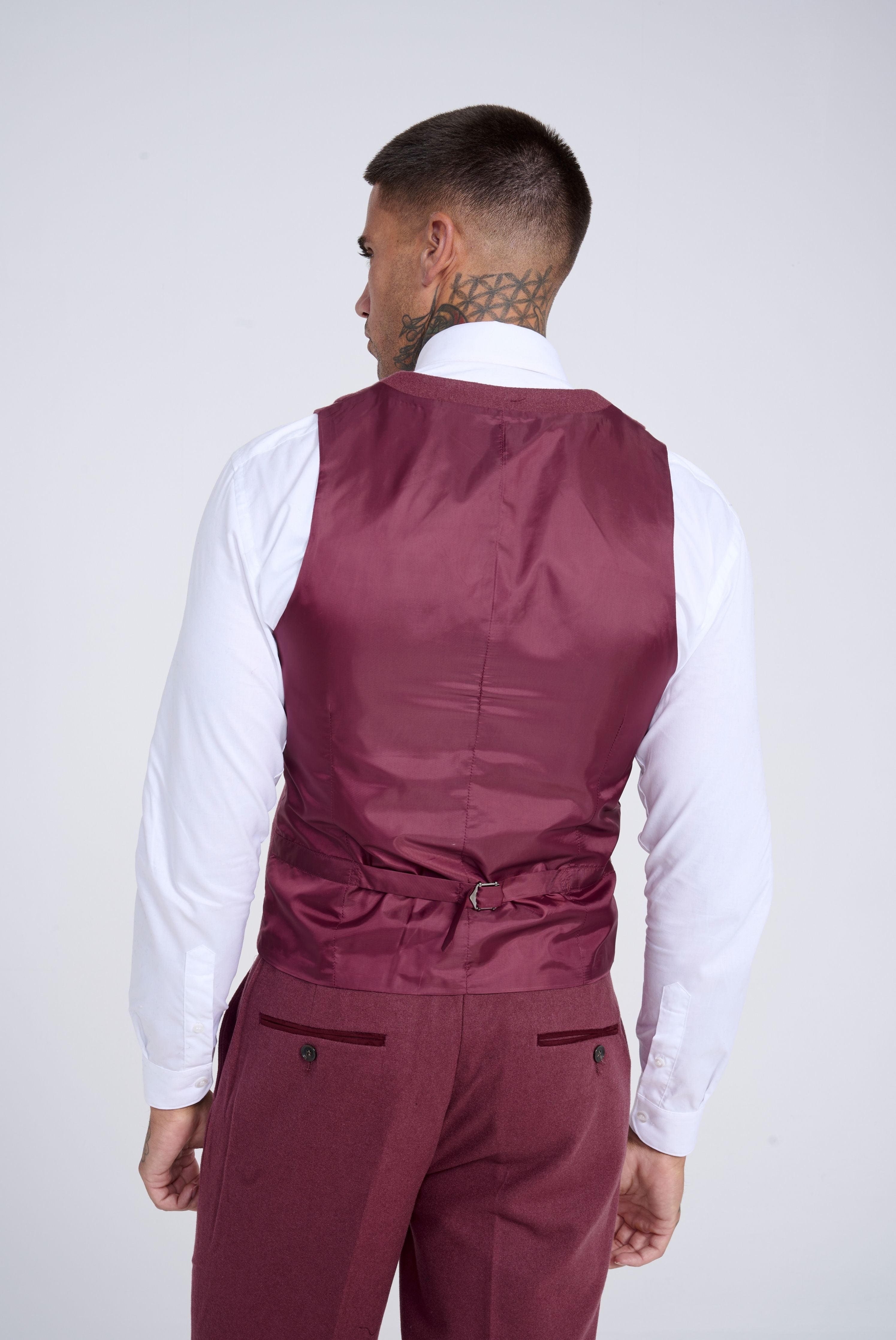 Eton Wool Tweed Three Piece Slim Fit Suit in Winter Berry RRP 299