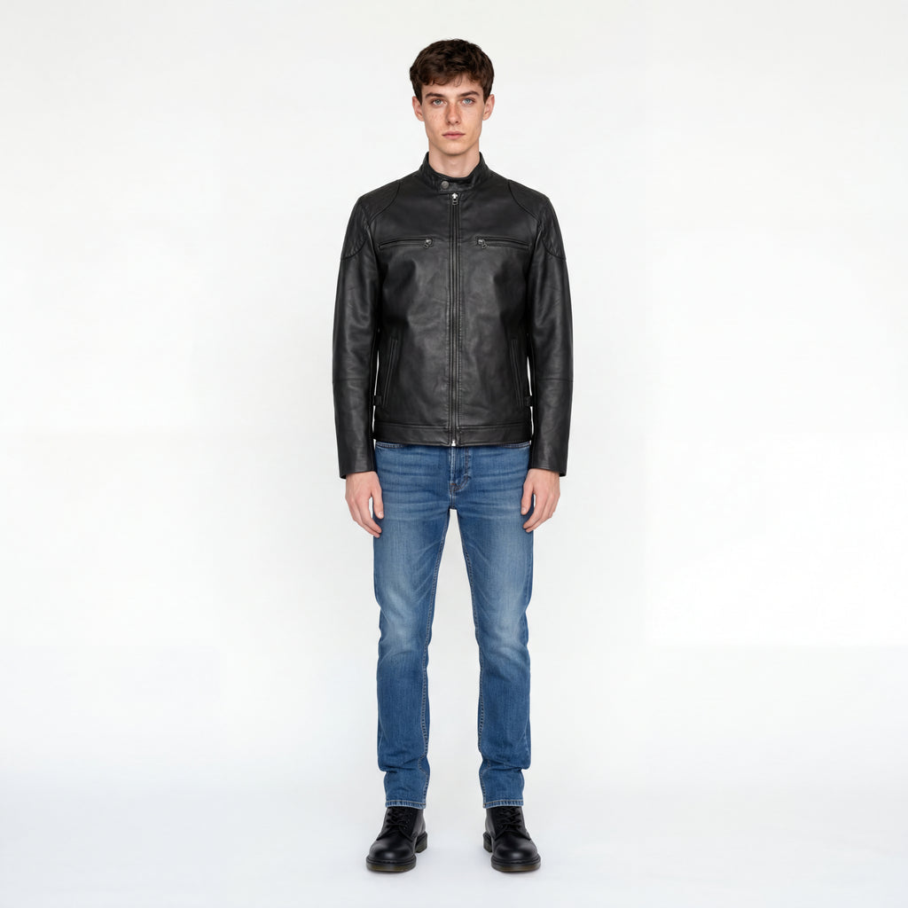 Walter Leather Jacket in Black RRP £299