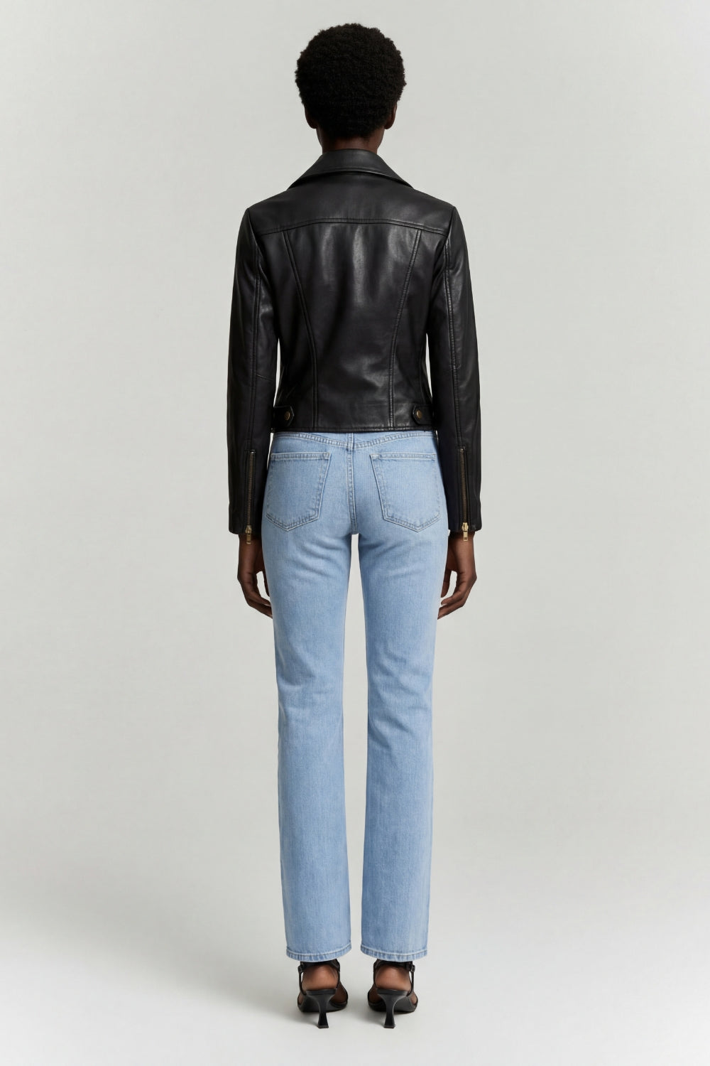 Leather Biker Jacket in Black RRP £259