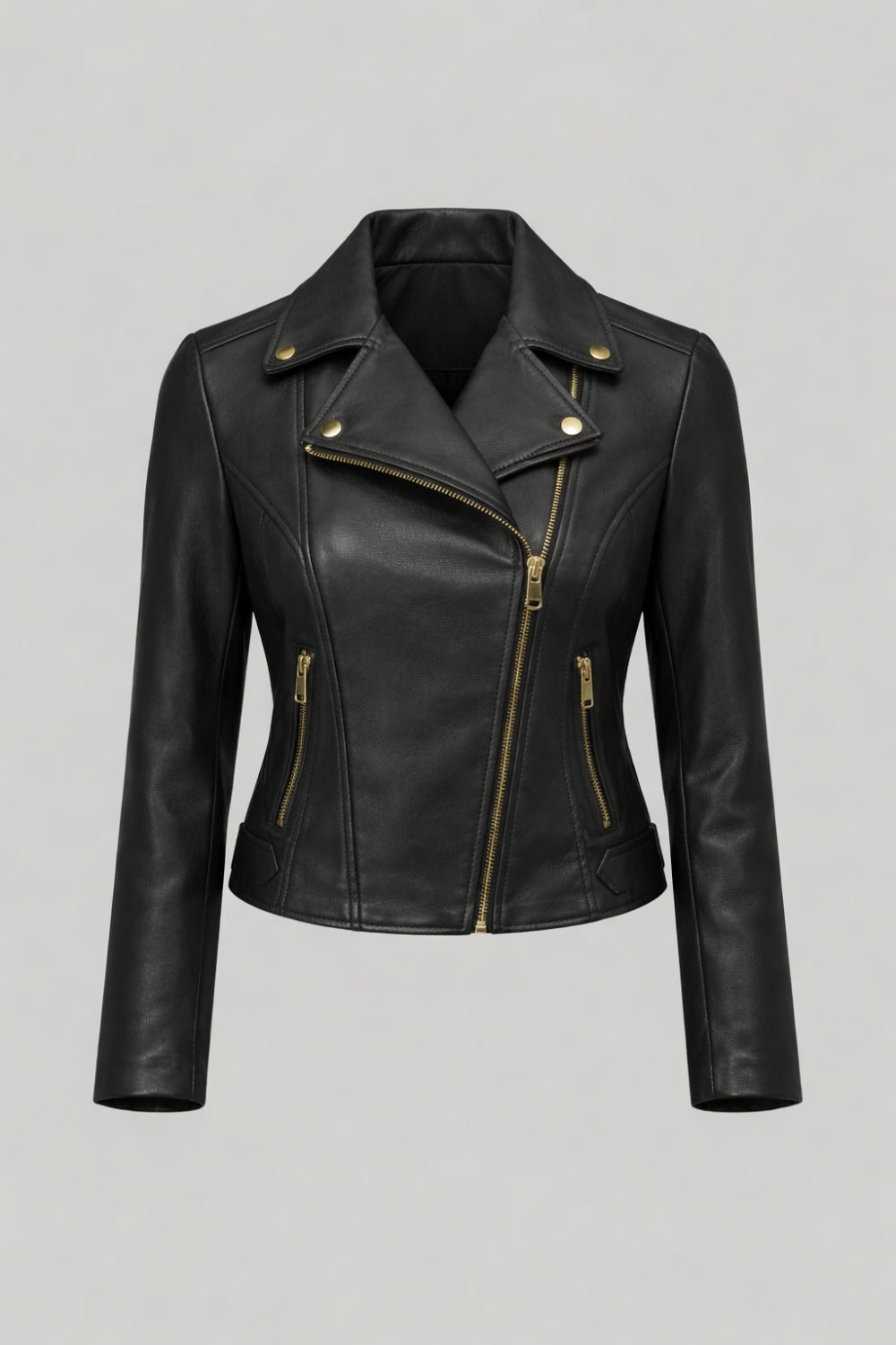 Leather Biker Jacket in Black RRP £259