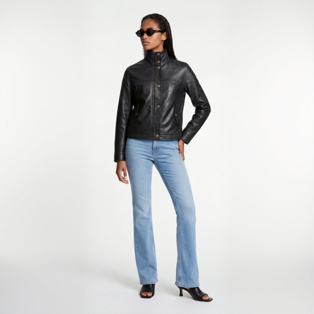 Hayley Leather Jacket in Black RRP £259