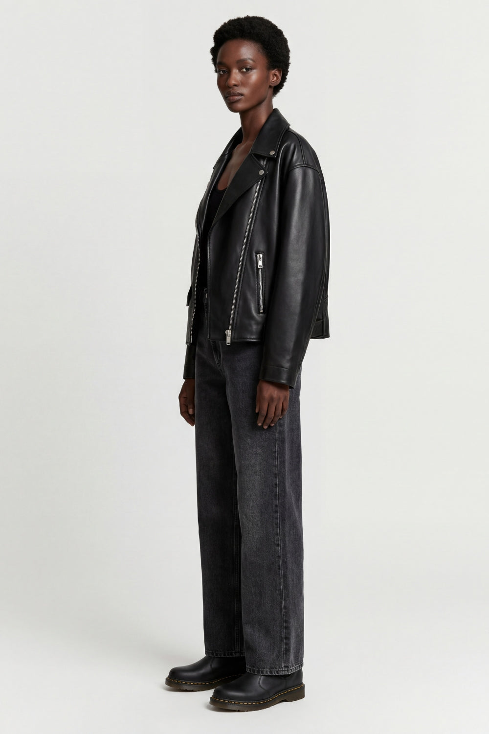 Marley Leather Biker Jacket in Black RRP £259