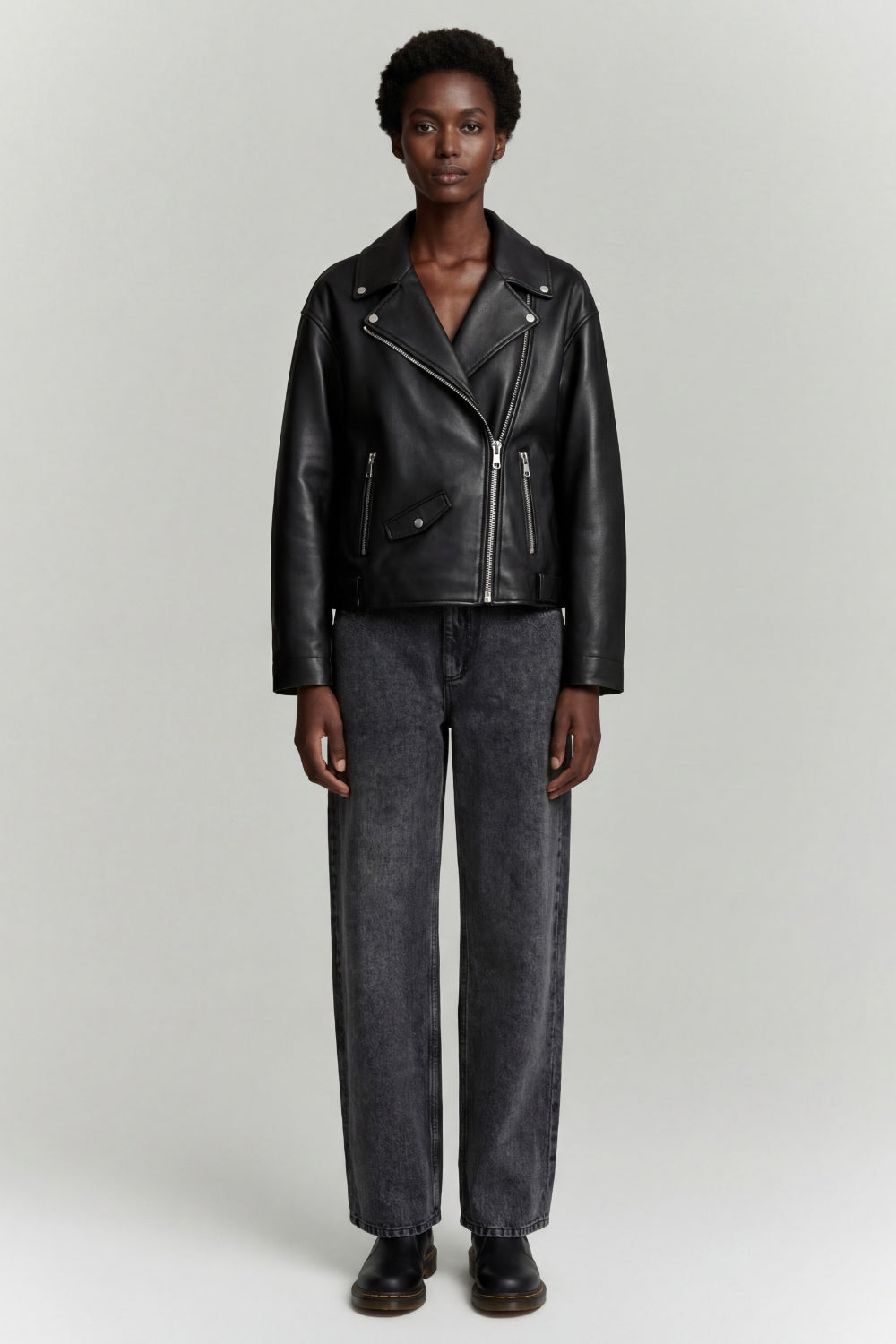 Marley Leather Biker Jacket in Black RRP £259