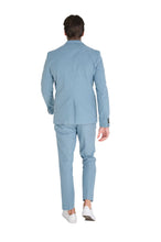 Load image into Gallery viewer, Chris Slim Fit Linen Cotton Blend Single Breasted Suit Blazer in Pastel Blue RRP £159
