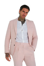 Load image into Gallery viewer, Chris Slim Fit Linen Cotton Blend Single Breasted Suit Blazer in Pink RRP £159
