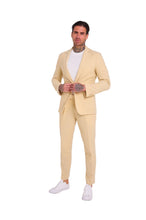 Load image into Gallery viewer, Chris Slim Fit Linen Cotton Blend Single Breasted Suit Blazer in Yellow RRP £159
