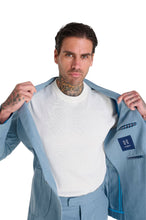 Load image into Gallery viewer, Chris Slim Fit Linen Cotton Blend Single Breasted Suit Blazer in Pastel Blue RRP £159
