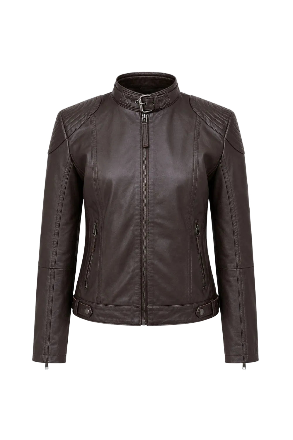 Elle Anette Leather Jacket in Chocolate RRP £299