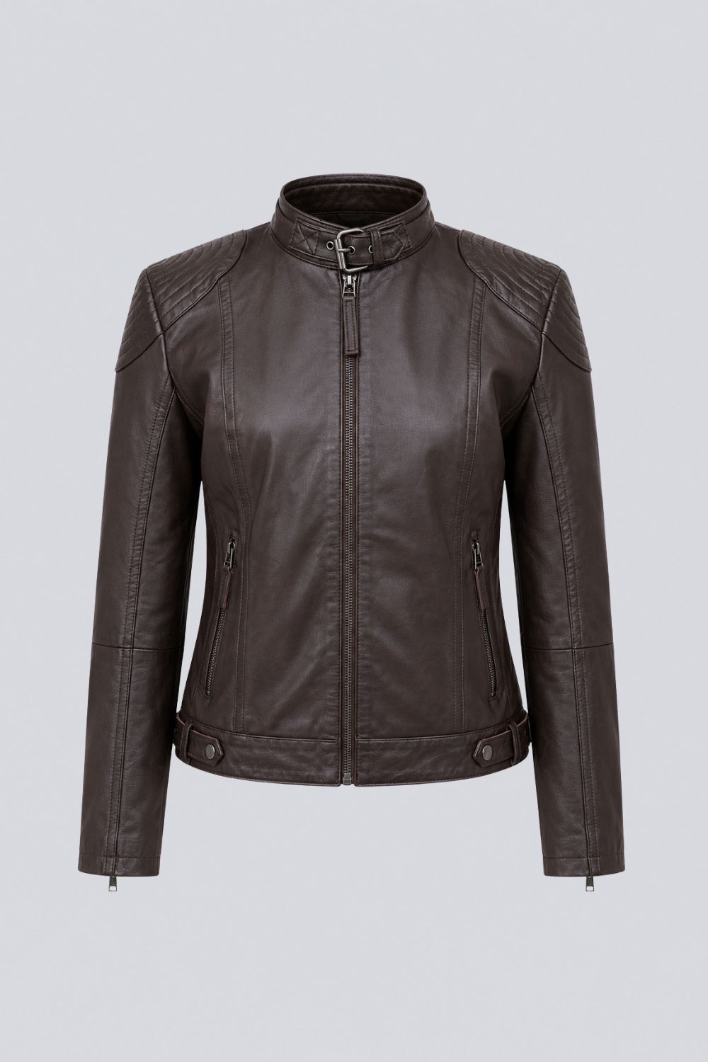 Elle Anette Leather Jacket in Chocolate RRP £299