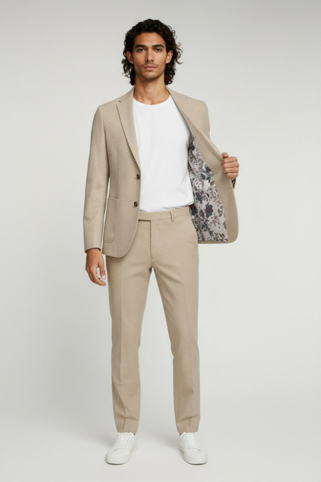 Adam Wool Tweed Two Piece Suit in Ecru RRP £249