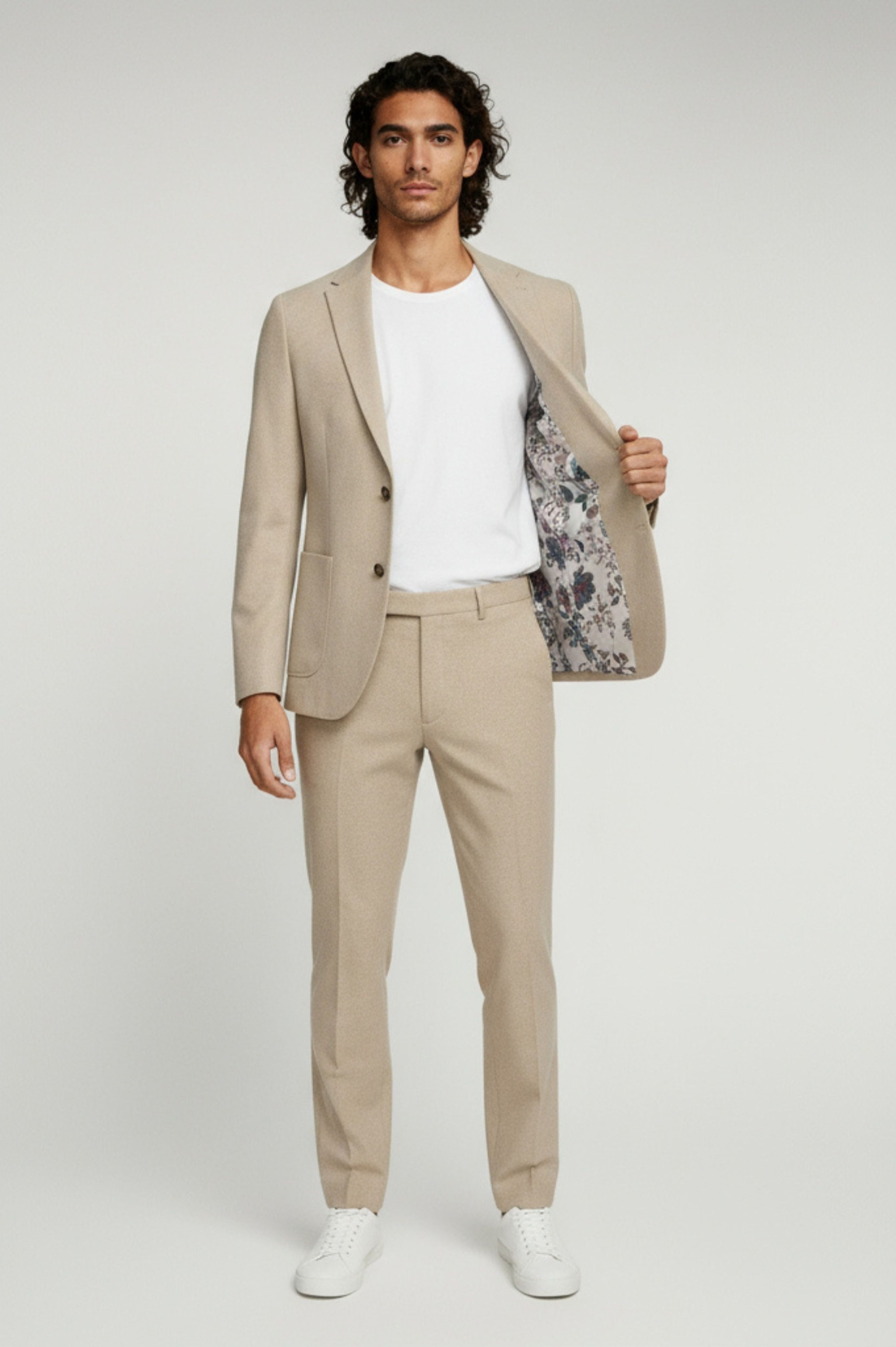 Adam Wool Tweed Two Piece Suit in Ecru RRP £249