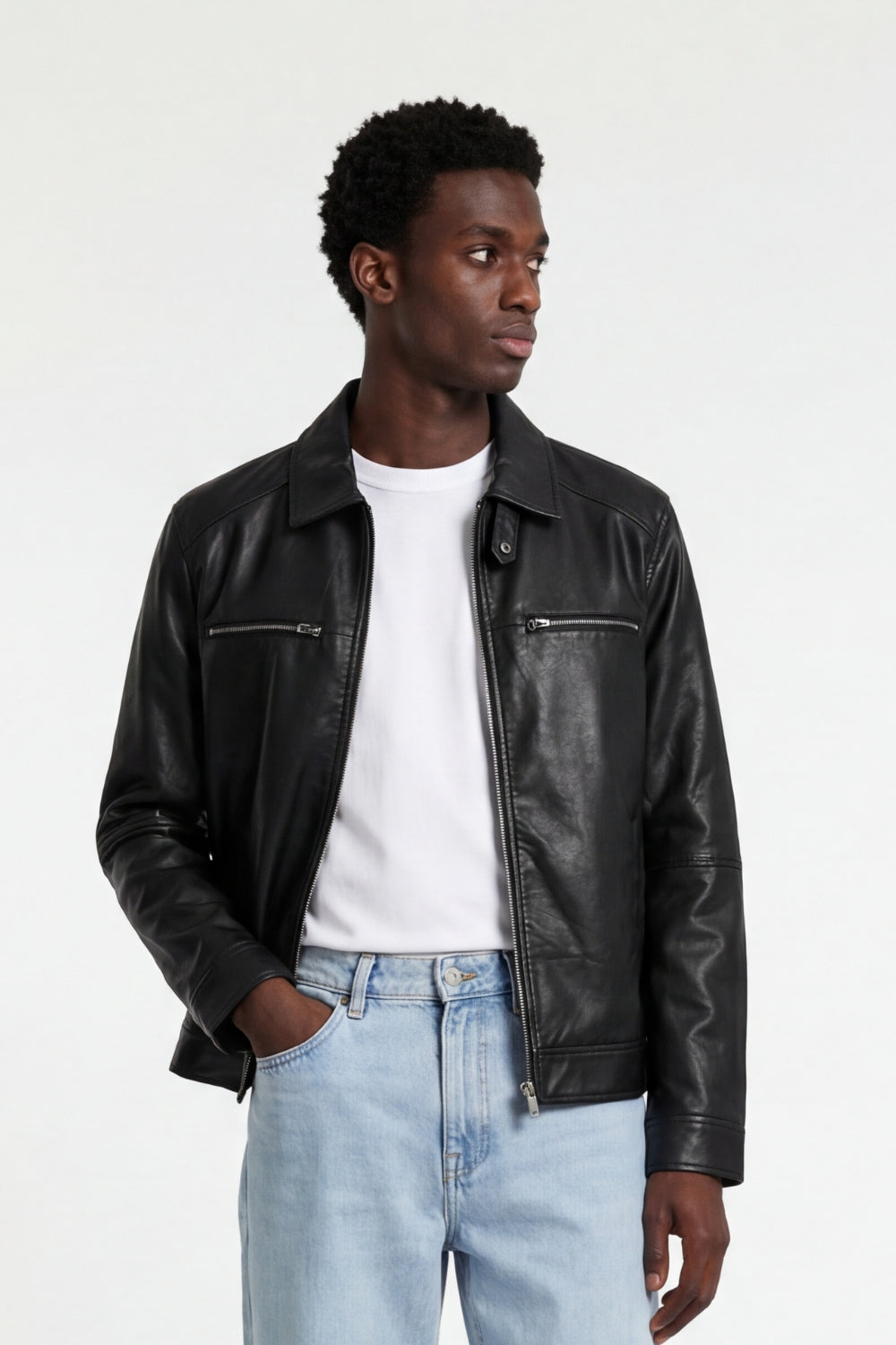 Harrington Leather Jacket in Black RRP £269