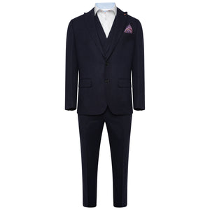 Harry Brown Navy Three Piece Slim Fit Wool Suit RRP £299