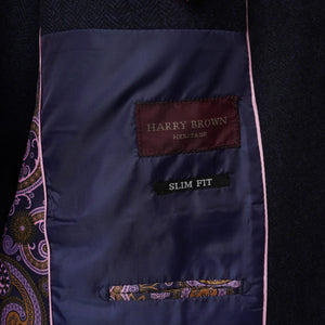 Harry Brown Navy Three Piece Slim Fit Wool Suit RRP £299