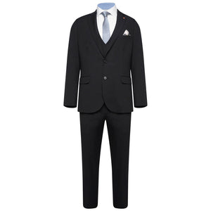 Harry Brown Black Three Piece Slim Fit Wool Suit RRP £245