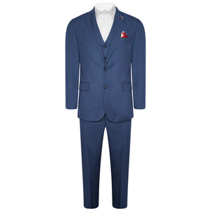 Harry Brown 3 Piece Slim Fit Suit in Blue Plain RRP £245