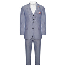 Load image into Gallery viewer, Harry Brown Three Piece Slim Fit Cotton Suit in Blue Mix RRP £259
