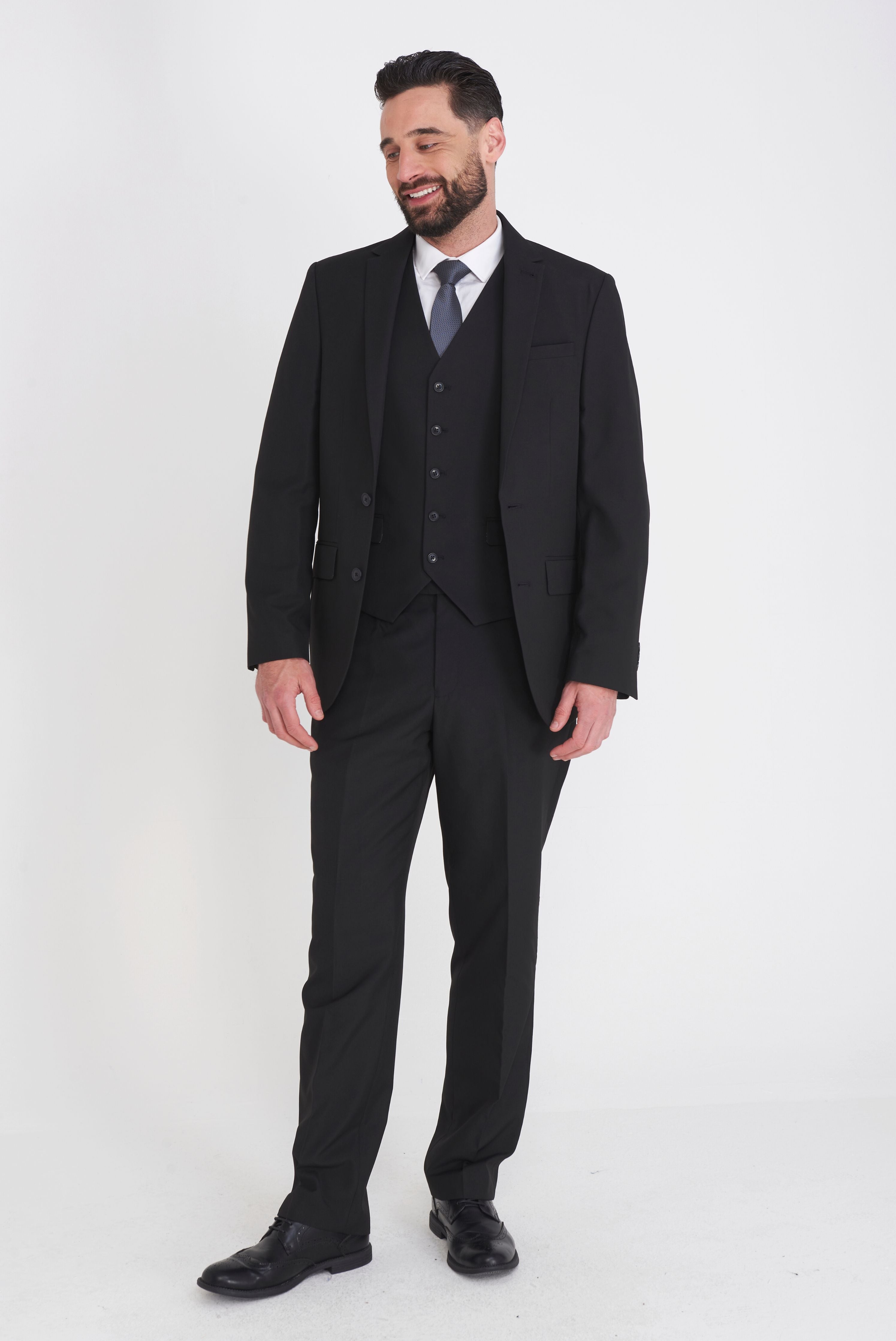 Carter & Jones Black  Big & Tall Three Piece Tailored Fit Suit RRP £249