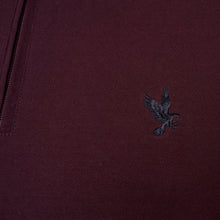Load image into Gallery viewer, Extra-Tall Grey Hawk Long Sleeve Zip Neck Polo Pique with Chest Badge in Wine RRP £90
