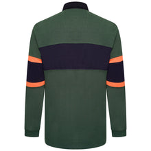 Load image into Gallery viewer, Extra-Tall Grey Hawk Long Sleeve Panel Rugby Polo Shirt in Green RRP £99
