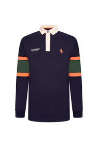 Grey Hawk Long Sleeve Rugby Polo Shirt in Navy RRP £99