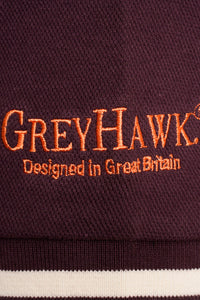 Grey Hawk Shield Badge Pique Polo Shirt in Wine RRP £90