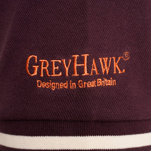 Extra-Tall Grey Hawk Shield Badge Pique Polo Shirt in Wine RRP £90