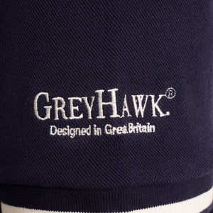 Grey Hawk Shield Badge Pique Polo Shirt in Navy RRP £90