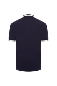 Extra-Tall Grey Hawk Shield Badge Pique Polo Shirt in Navy RRP £90