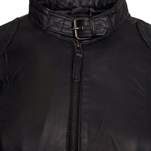 Elle  Annette Leather Jacket in Navy RRP £299