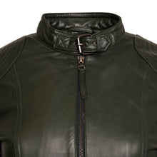 Load image into Gallery viewer, Elle Annette Leather Jacket in Green RRP £299
