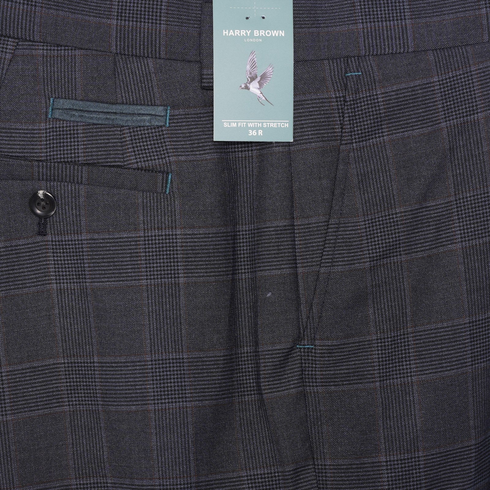 Harry Brown Trousers in Navy/Burgundy Check