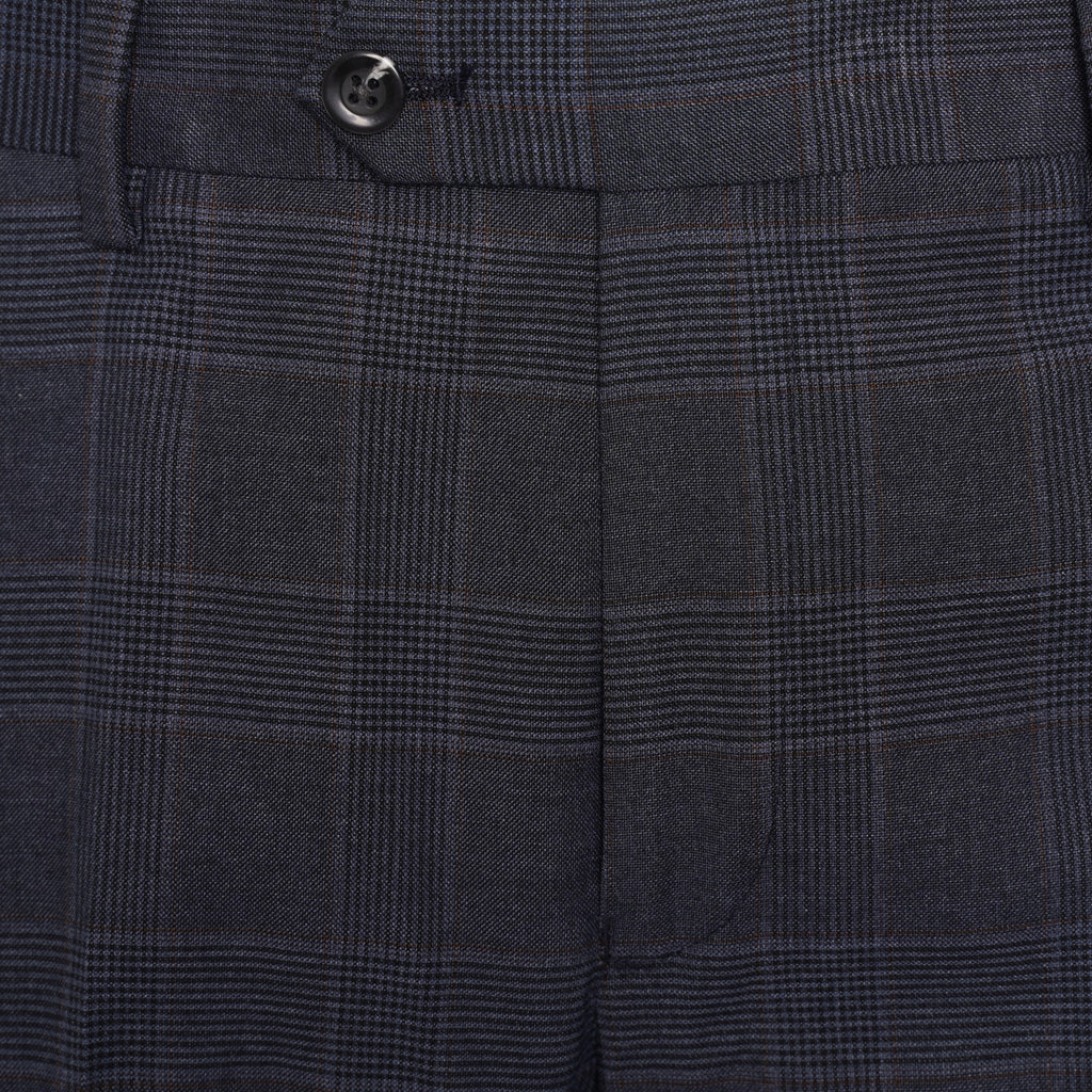 Harry Brown Trousers in Navy/Burgundy Check